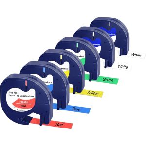 KALANKA-6PCS Compatible pour DYMO LetraTag Ruban Papier 91201 12mm x 4 m, pour Dymo LT-110T LT-100H LT-2000 LT- QX50 &Eacute;tiquettes d'imprimantes papier d'impression thermique - Neuf