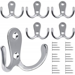 KALANKA-6 Pi&egrave;ces R&eacute;tro Pat&egrave;re, Crochet de Manteau R&eacute;tro Crochet Pat&egrave;re Porte Manteau Mural Vintage Crochet de Porte M&eacute;tal pour Salle de Bain Cuisine Chambre Entr&eacute;e&iquest;Argent&iquest; - Neuf