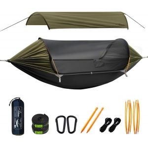 Ulteronixshop-Hamac Tente avec Moustiquaire et Pare-Soleil Amovible, Fonction 4 en 1, Hamacs Exterieur Suspendus L&eacute;gers, Tente de Bivouac pour l'ext&eacute;rieur, La Randonn&eacute;e Camping dans Jardin - Neuf