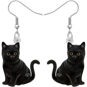Kal-Boucles D'oreilles Acrylique Chat Noir Mignon Pendants L&eacute;gers Animaux De Compagnie Accessoires Dr&ocirc;les Pour Femmes Amoureux Des Chatons Breloques Cadeaux - Neuf
