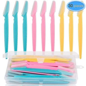 Rasoirs Pour Le Visage Pour Les Femmes 30 Pièces,Rasoir À Sourcils Tondeuse Shaper Shaver Avec Couverture De Précision Pour Les Hommes Et Les Filles,Avec Boîte Paage,3 Couleurs - Neuf