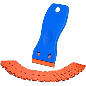 lbgwp60-Grattoirs Avec 20 Raclettes De En Plastique, Verre Grattoir Vitrocéramique Plaquepour Nettoyer Colle, Peinture, Autocollants, Enlever Les Étiquettes, Et Décalcomanies - Neuf