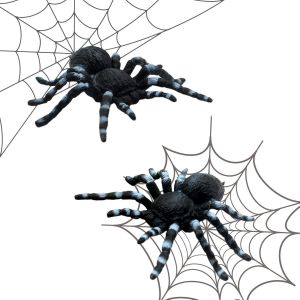 CAUC-Araign&eacute;e Halloween, Fausse Araign&eacute;e, R&eacute;aliste Fausse Araign&eacute;es, Decoration Halloween Araign&eacute;es, Araignes en Plastique, D&eacute;corations d'halloween pour Maison, Bureau, F&ecirc;te (2PCS-A) - Neuf