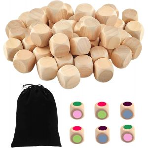 50 Pi&egrave;ces Vierges,Bricolage En Bois Non Peints,D&eacute;s Ordinaire Avec Coins Ronds Blocs,D&eacute;s Vierges En Bois Cubes,Pour Loisirs Cr&eacute;atifs Puzzles Et Num&eacute;ros(20mm),Kbsz-She-51 - Neuf