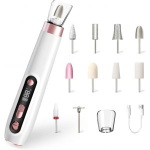Kit De Manucure Et P&eacute;dicure Professionnel Portable, Lime &Agrave; Ongles &Eacute;lectrique, Perceuse &Agrave; Ongles &Eacute;lectrique Sans Fil, 10 Vitesses, Outil De Soin Des Ongles Pour Poncer, Tailler, Polir, Blanc - Neuf