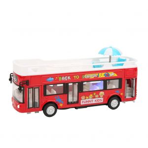 Modele de bus touristique miniature en alliage, jouet a tirer, collection, decoration (rouge) - Neuf