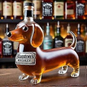 Bouteille de whisky teckel, bouteille de whisky amusante, bouteilles de vin en verre avec statue de teckel, carafe decorative teckel, pour bar, maison, bureau - Neuf
