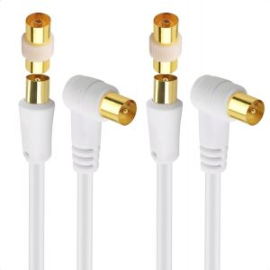 Pack of 2 Coaxial TV Aerial Cable 3 m (TV Aerial Cable) 2 m in White - 3 m - Neuf