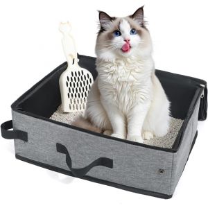Cmws-Bac &Agrave; Liti&egrave;re Pliable Pour Chat, Bac &Agrave; Liti&egrave;re Portable Avec Couvercle, Sac De Transport L&eacute;ger Et Pliable Pour Chats De Taille Moyenne, Bo&icirc;te De Rangement &Eacute;tanche Pour Fournitures Pour - Neuf