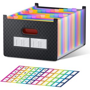 26 Pochettes Trieur Document, A4 Trieur, Trieur &agrave; Soufflets Classeur Rangement, Dessus Ouvert et Vertical, Onglets Color&eacute;s de A &agrave; Z, pour Bureau, Famille, &Eacute;cole Bleu - Neuf