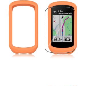 LETNERNY-tui De Protection En Silicone Pour Ordinateur De V&eacute;lo Garmin, Avec Film De Protection En Tpu Souple, R&eacute;sistant Aux Chocs, &Agrave; La Poussi&egrave;re, &Eacute;tanche, Orange - Neuf