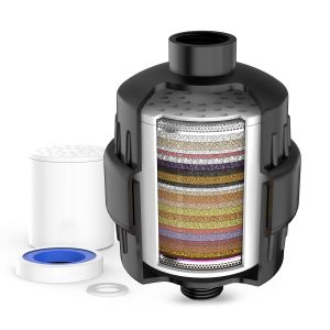 Filtre de douche &agrave; 36 phases avec vitamine C, filtre &agrave; eau pour douche avec cartouches de filtre multi-phases rempla&ccedil;ables pour &eacute;liminer l'eau dure, le chlore r&eacute;siduel et les m&eacute;taux lourds - Noir - Neuf