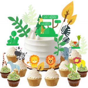 Trahoo-Foresta Jungla Lot De 40 Décorations Pour Gâteau Et Cupcakes, Pour Fêtes D'anniversaire, Enfants (40 Pièces - Jungle) - Neuf