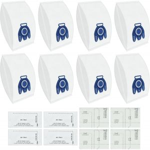 KAL-Lot De 8 Sacs D'Aspirateur Compatibles Avec Miel E Gn, Pour Miele Hoover Avec Filtres De Protection Du Moteur Et Filtre Airclean, 3D Efficiency Gn Complete C3/C2, Classic C1, S400I-S456I, S8 - Neuf