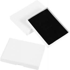 Mevronisshop-Lot De 2 Petites Boîtes Cadeaux Rectangulaires Blanches Avec Couvercle - Petite Boîte Cadeau Pour Bijoux - 9 X 7 Cm - Boîte À Bijoux Pour Boucles D'oreilles, Colliers, Bracelets, Bagues - Neuf