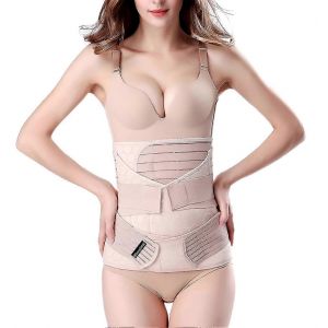 Soutien Post-Partum 3 En 1 - Ceinture Gainante Ventre/Taille/Pelvis, Beige, Taille Unique Xl - Neuf