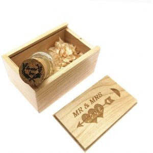 32 Go USB Flash Drive D&eacute;rive Bouteille avec Bo&icirc;te en Bois Cl&eacute; Cl&eacute; USB pour Mariage, Amis, Famille - Neuf