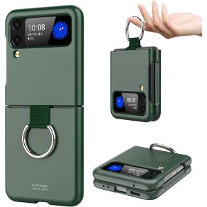 CAUC-HORTENSE &Eacute;tui pour Samsung Galaxy Z Flip3 5G 6.7"" Cover, &Eacute;tui Rigide Ultra Fin avec Anneau Vert - Neuf