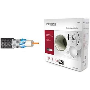 C&acirc;ble coaxial de 100 m pour Usage int&eacute;rieur et ext&eacute;rieur - qualit&eacute; Installation TV (antenne) / Sat (Satellite) diam&egrave;tre 5 mm blind&eacute;, imp&eacute;dance 75 ohms - Blanc - Neuf