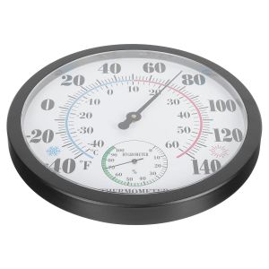 SUBZONAL-Thermom&egrave;tre Mural D'ambiance Jardin &Eacute;tanche sans Pile, Hygrom&egrave;tre-thermom&egrave;tre Domestique Pr&eacute;cis Chiffres Noirs Faciles &agrave; Lire, pour Int&eacute;rieur et Ext&eacute;rieur, D&eacute;coration Murale - Neuf