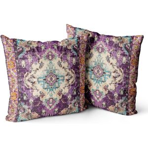 Eryi-Housse De Coussin 60x60cm Boho Ethnique Taie D'oreiller Lot De 2 Moderne Housses Coussins Mandala Motif Floral Taie Oreiller Boheme Décoratif Pour Chambre Violet - Neuf