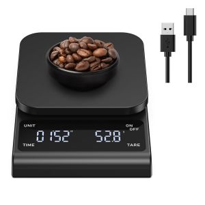 Letnerny-Balance À Café Avec Minuterie, Balance De Cuisine 3kg/0.1g, Balance À Espresso, Balance Alimentaires De Précision, Coffee Scale Avec Affichage Led, Fonction Tare, Usb, Arrêt Automatique - Neuf