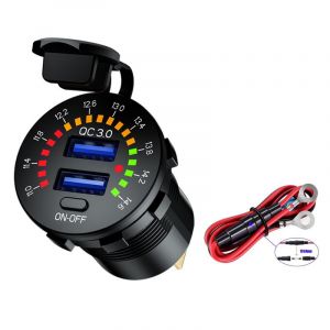 Chargeur De Voiture Usb 3.0 À Charge Rapide 12 V/24 V 36 W, Double Prise De Chargeur Rapide Usb Qc3.0, Convient Aux Navires, Bateaux, Motos, Camions, Voiturettes De Golf. - Neuf