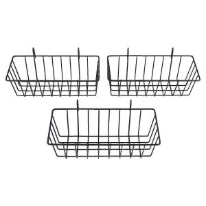3 paniers en fil,panier en fil suspendu pour panneau de grille murale,panier de rangement mural et d'affichage pour armoire et - Neuf