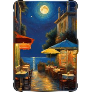 Coque Pour Kobo Clara Hd 2018 Etui Cuir Silicone Flip 360&deg; Auto Veille Ou R&eacute;veil Magn&eacute;tique Case Airbag Antichoc Design Librairie En Bord De Mer Fille Etanche Housse Kobo Clara 2018 Hd &Eacute;cran 6"" (5) - Neuf