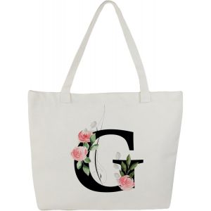 Sjzg-Tote Bag Personnalis&eacute;, 100% Toile De Coton, Sac Tissus Avec Pr&eacute;nom, Imprim&eacute; De A &Agrave; Z, Doubl&eacute;, Cadeau Personnalis&eacute; Maitresse - Neuf
