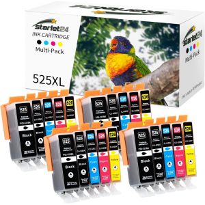 20X 525XL 526XL Cartouches d'encre Compatibles pour Canon PGI-525 CLI-526 pour Pixma IP4850 IP4950 IX6550 MG5150 MG5250 MG5340 MG5350 MG6150 (4 PGBK 4 Noir 4 Cyan 4 Magenta 4 Jaune) - Neuf
