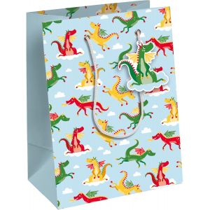 Un sac cadeau enfants - Format moyen 21,5x10,2x25,3cm - Dragons - Qualité supérieure, résistant :210g - idéal pour : livre, jeux, petits coffrets - Neuf