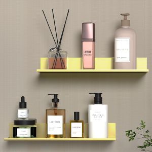 Etagere Douche sans Percage,Or Brossé Etagere Murale Décorative Lot de 2,Etagere Rangement Salle de Bain 30cm,Metal Étagère Flottante pour Salon Chambre Cuisine Bureau Salle de Bains - Neuf