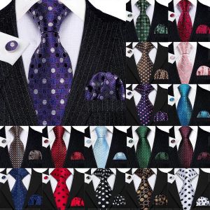 Barrywang Jacquard Polka Dot Soie Hommes Cravate Poche Sqaure Boutons De Manchette Ensemble Cravate Designer Pour Mariage Masculin &Eacute;v&eacute;nements De F&ecirc;te D'affaires - Neuf