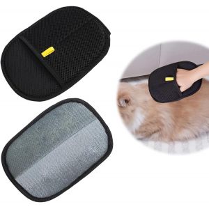 FCHHK-2 Pièces Brosse Anti Poils Animaux, Rouleau Poils Animaux, Gant Antistatique Double Face Épilateur pour Chiens et Chats, Soin Doux du Pelage & Nettoyage du Canapé (Noir, 21 * 17cm) - Neuf
