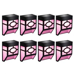 Lot De 8 Lampes Solaires Murales Ext&eacute;rieures Pour Cl&ocirc;ture De Jardin, Alimentation Solaire, Installation Facile, &Eacute;tanch&eacute;it&eacute; Ip44 - Neuf