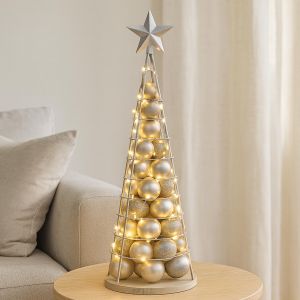 Arbre d&eacute;coratif HWC-O91, sapin de No&euml;l, arbre d&eacute;coratif, d&eacute;coration de No&euml;l, sapin de No&euml;l &agrave; d&eacute;corer, m&eacute;tal 90 cmcouleur argent - Neuf