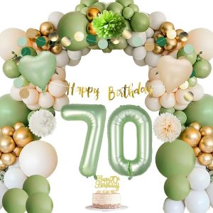 AYUHR-Décorations Anniversaire 60 Ans, Arche Ballon Anniversaire Vert Or, Banderole Joyeux, Vert Or Ballon Guirlande Kit pour Fête Décorations 60 Ans Fille Femme - Neuf