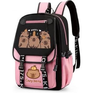 Capybara Sac &agrave; Dos Enfant,Capybara Sacs Scolaires Sac d'&eacute;cole Sacs Scolaires pour &Eacute;tudiant Outdoor Voyage &Eacute;cole Sortie de Printemps Daypacks Imperm&eacute;able 46x29x16cm.[B203] - Neuf