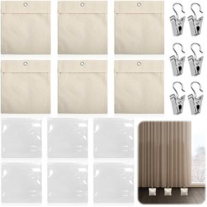 Chenquansarl-Outdoor Rideau Toile Poids,6 Packs Sac De Poids Pour Rideaux Extérieurs,Sac De Sable Avec Pinces Métalliques Fermeture Autoadhésive,Sac De Poids Portable Pour Jardin Pavillon Terrasse Ri - Neuf
