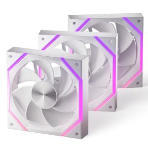 BUBY-Nyota Ventilateur Pc 120Mm Argb Reverse [Lot De 3] [Hdb] Ventilateur Rgb 2000 Rpm/61.5 Cfm/2,16 Mmh2O 5V 3Pin Argb Et Ventilateur Pwm 4Pin Durée De Vie De 50000H - Neuf