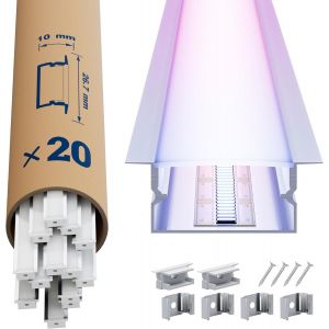 10 X Profil&eacute; Aluminium Led D'angle Pour Rubans Led 1m (10m) &iquest; Profile Led Angle Avec Diffuseur Opale &iquest; Taille 15.8 X 15.8mm &iquest; Support Id&eacute;al Pour Rubans Led Jusqu&iquest;&Agrave; 10mm De Largeur - Neuf