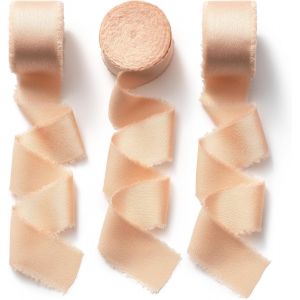 Ruban De Satin Large Champagne - Ruban D&eacute;coratif Pour Mariage - Ruban De Satin Ivoire - Nude - 2,5 Cm X 6,4 M - Neuf