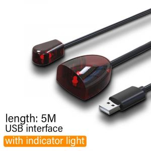 Extension de t&eacute;l&eacute;commande infrarouge universelle IR, sans d&eacute;lai, r&eacute;cepteur de commande d'&eacute;metteur-r&eacute;cepteur infrarouge, adaptateur USB pour bo&icirc;tier TV DVD PVR 3.5mm-with lights 5M- - Neuf