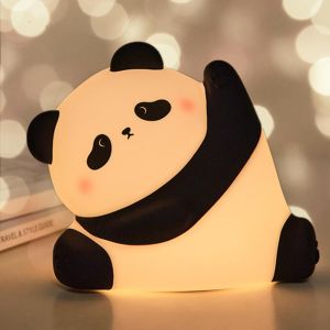 Panda Veilleuse Enfant Tactile Led, Usb Rechargeable Veilleuse Bébé En Silicone À 3 Modes Luminosité Avec 30 Minutes Minuterie, Panda Lampe Enfant Chambre Comme Cadeau Garçon Fille - Neuf