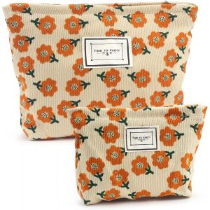 TIANYI-Trousse de Toilette de Voyage Trousse de Maquillage Petite Pochette Maquillage pour Femmes Sac à Cosmétiques à Glissière Organiseur de Toilette Accessoire de Voyage Orange - Neuf