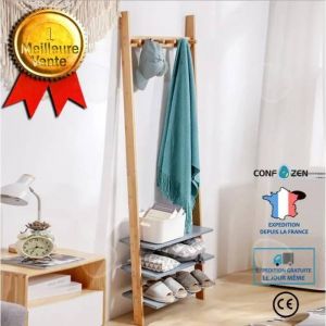 Porte-manteau mural - CONFO&reg; - 175x63CM - Bois - Style Scandinave - Rangement int&eacute;rieur - Neuf