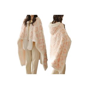 Couverture &Agrave; Capuche Avec Gants, Jet&eacute; R&eacute;versible En Peluche, Cape D'hiver Douillette, Literie Chaude Et Multifonctionnelle - Neuf