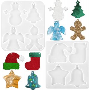 Kalanka-Lot De 2 Moules En R&eacute;sine De No&euml;l, Moules De No&euml;l, Cadeaux, Moules En Silicone, Fournitures De D&eacute;coration, Moules En R&eacute;sine Pour Ornements De No&euml;l, Moules En Silicone Pour Les Vacances Pour U - Neuf