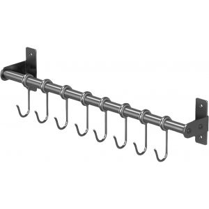 Eryi-Porte-Ustensiles De Cuisine, 40 Cm, Rail De Cuisine En Aluminium Avec 8 Crochets De Suspension, Barre De Serviette De Salle De Bain, Support Mural, Organisateur Pour Accrocher Couteaux, - Neuf